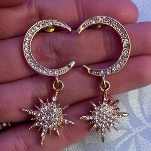 Star & moon dangle stud earrings